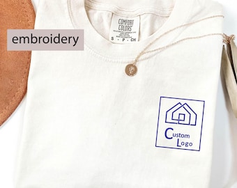Custom Business Logo Comfort Colors T-Shirt - Embroidered Team Shirts - Custom Embroidered -Garment Dyed Shirt - Embroidered Matching Shirts