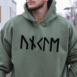 Norse Custom Futhark Runes Sweatshirt,Personalized Text Name in Runes Alphabet Viking Unisex Hoodie, Custom Norse Shirt, Fathers Day Gift