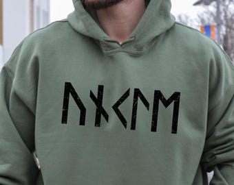 Norse Custom Futhark Runes Sweatshirt,Personalized Text Name in Runes Alphabet Viking Unisex Hoodie, Custom Norse Shirt, Fathers Day Gift