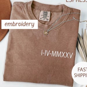 Embroidered Personalized Roman Numeral Couple T-shirt, Anniversary Date Shirt,Christmas Gift, Matching Couples Outfit, Honeymoon Shirt