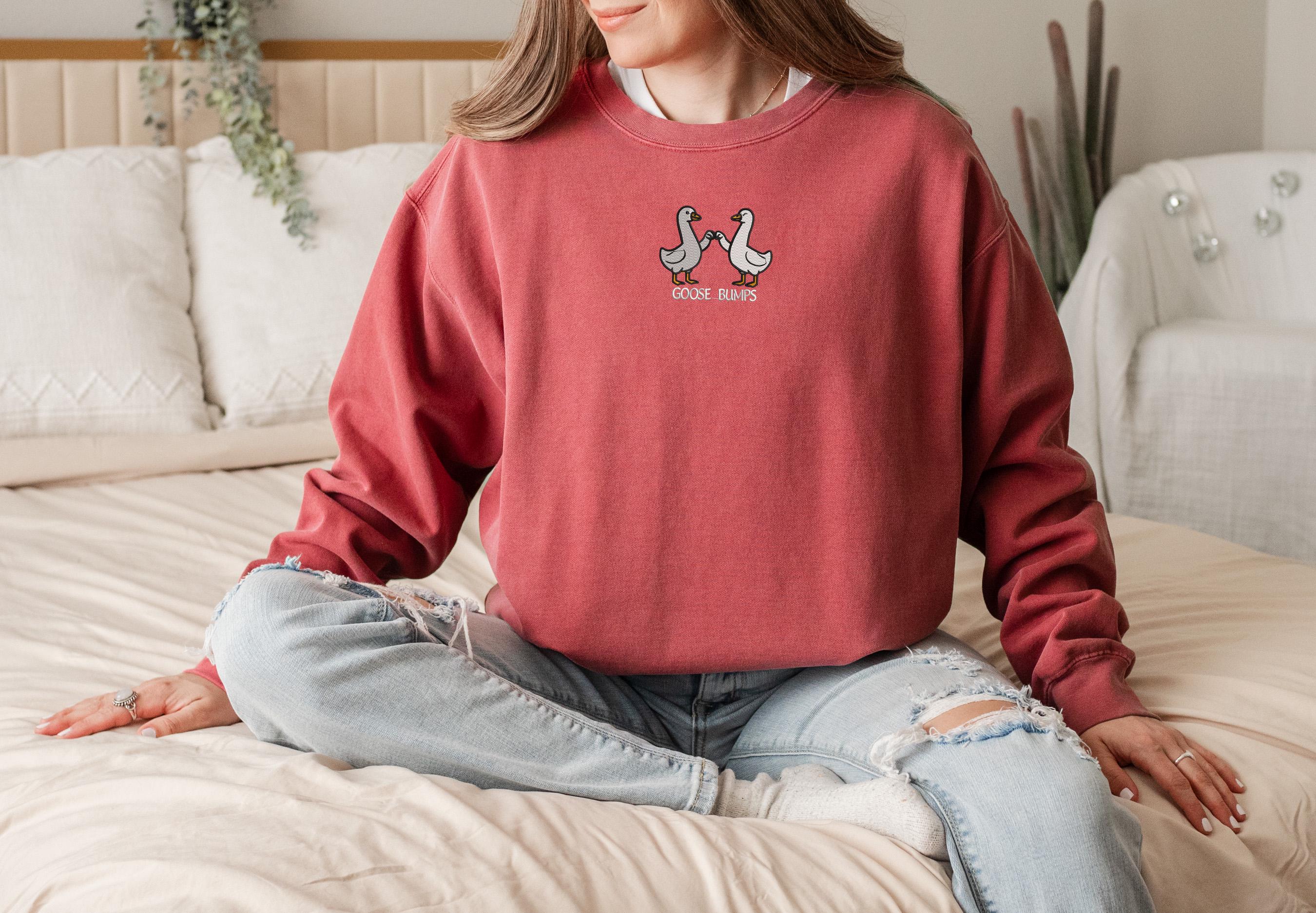 Embroidered Goose Bumps Sweatshirts, Goose Bumps Couple Embroidery ...