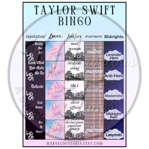 Swiftie Bingo - SET #2 - Downloadable