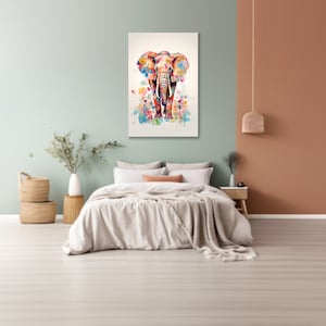 Colorful Flower Print Elephant Canvas - Floral Art, Animal Decor, Nature-inspired Wall Art, Botanical Elephant, Contemporary Home Decor