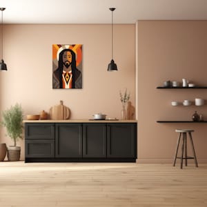Black Jesus African Illustration - Organic Shapes, Animated Art, Spiritual Decor