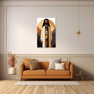 Black Jesus African Illustration - Organic Shapes, Animated Art, Spiritual Decor