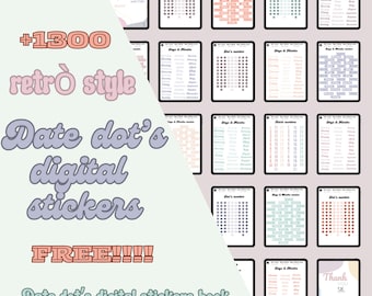 Retro Digitale Planer Aufkleber, Datum & Kalender (PNG, PDF)