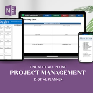 One note templates for work, project management,  Undate digital plan with excel worksheet integrate them into the agenda.