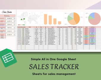 Google Sheets Sales Tracker Vorlage, Umsatztabelle für Unternehmen (digitaler Download)