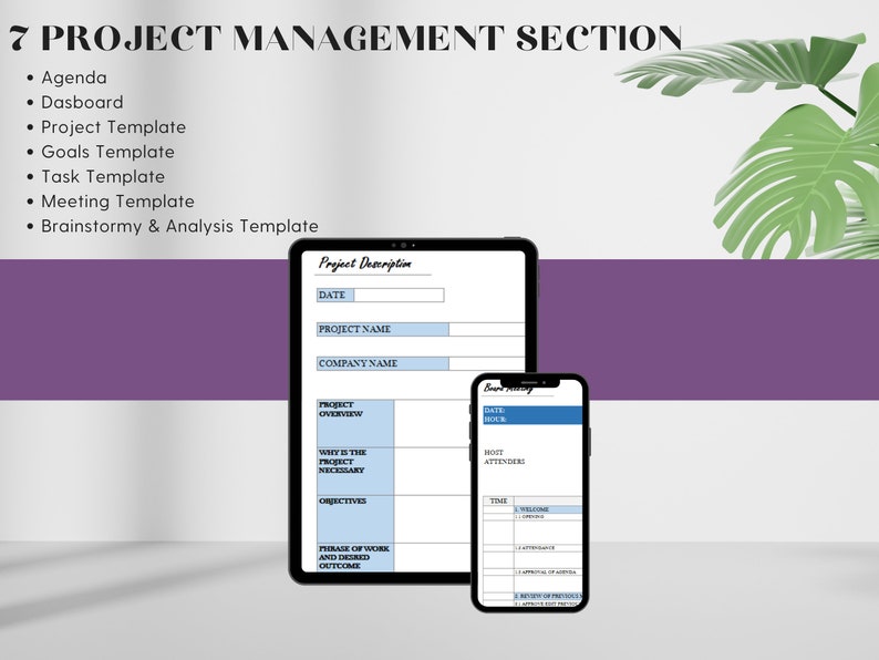 Onenote Project Management Planner, Undated Digital Agenda (digital ...
