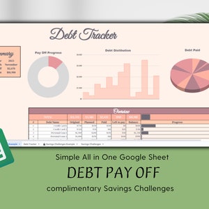 Debt payoff tracker  spreadsheets template Loan bill payment sheet with Savings challenge spreadsheet
