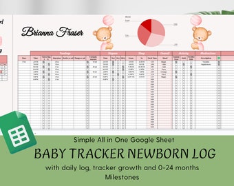 Babytracker, Neugeborenen tägliches Tagebuch, Wachstum & Meilensteine ( Google Sheet )