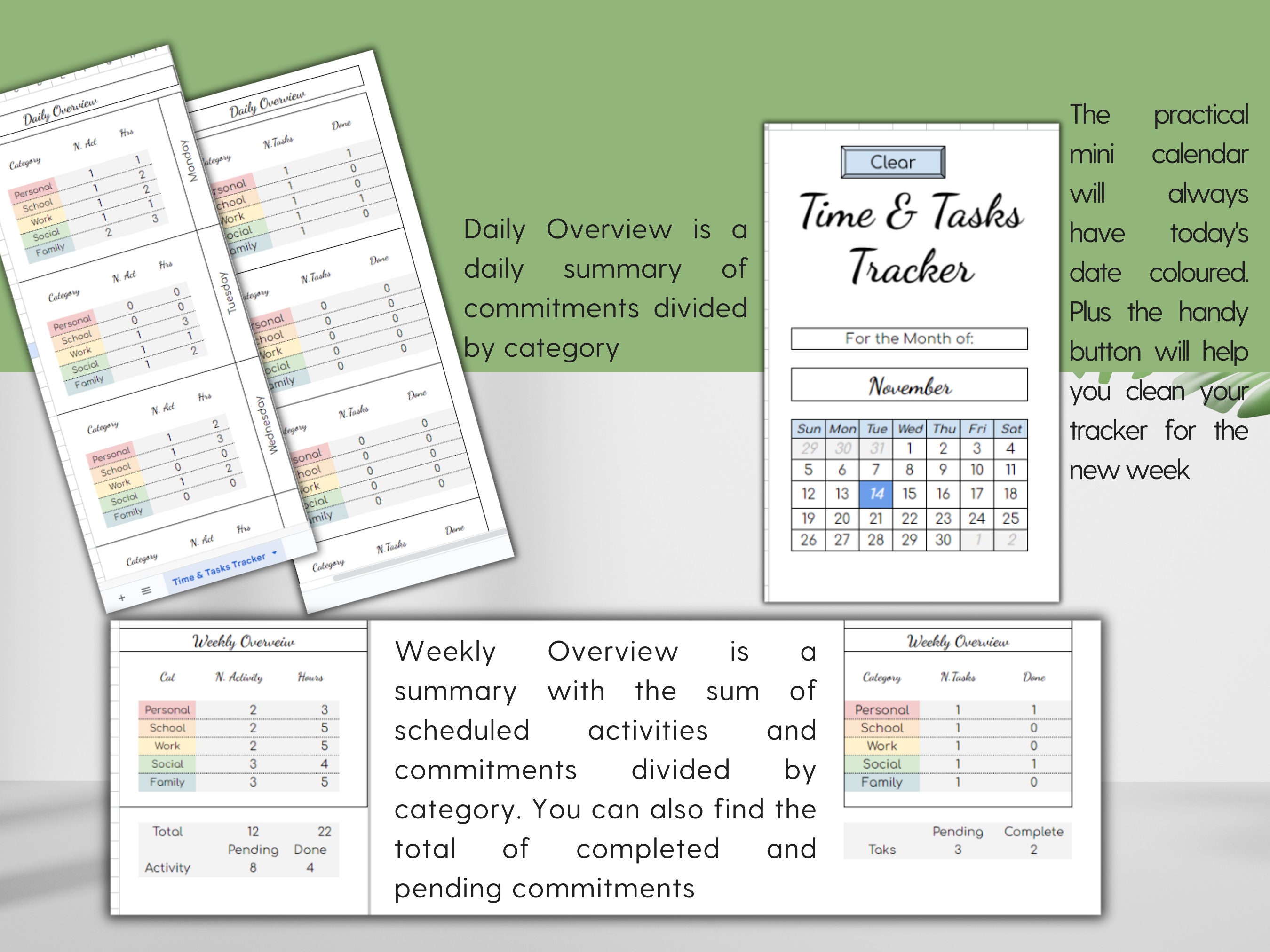Time Management and Productivity Task Manager Google Sheet, Life ...