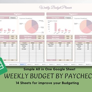 Weekly Paycheck Budget Spreadsheet - Finance Planner (Google Sheet)