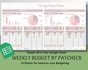 Wöchentliche Gehaltsabrechnung Budget Tabelle: Google Sheet Vorlage (Digital)