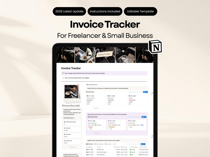 Invoice Tracker Notion Template for Freelancers & Small Business Owners ...