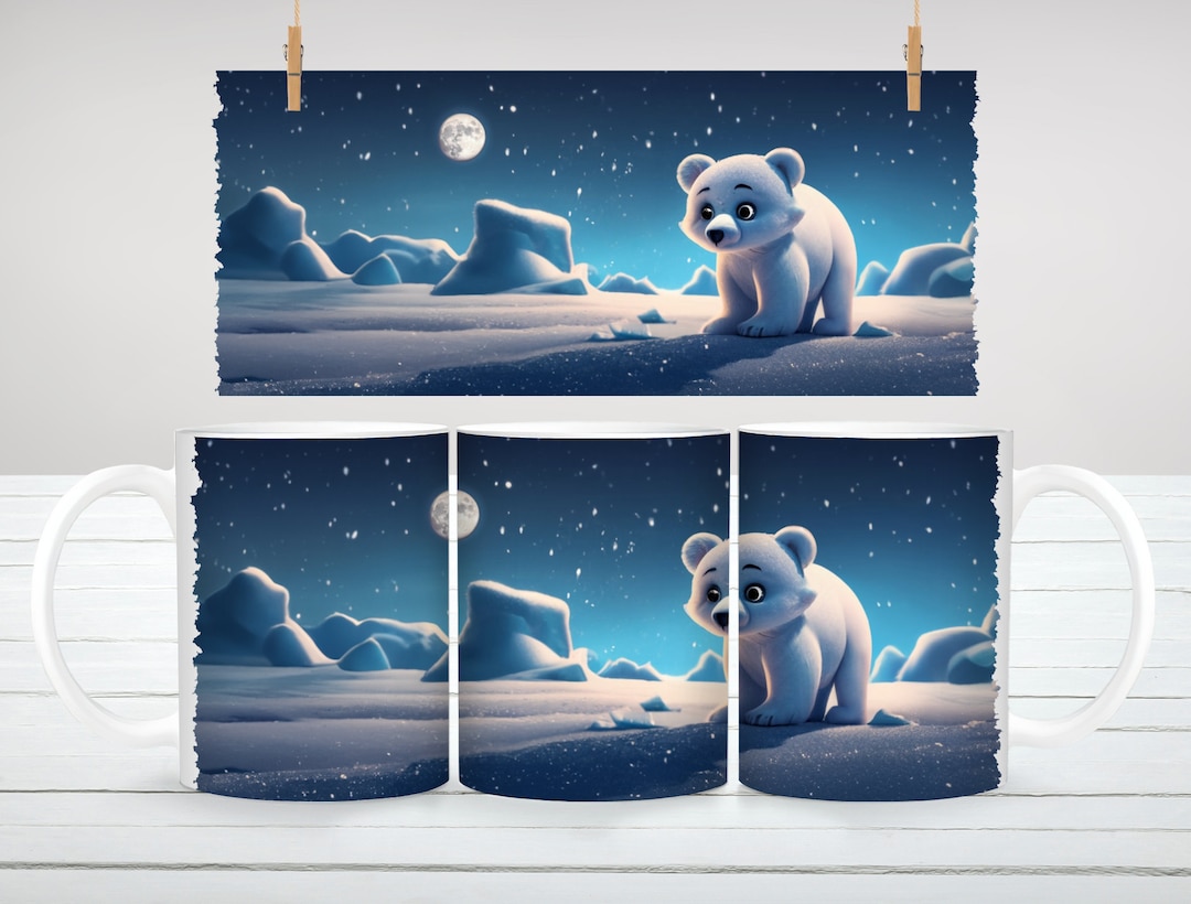 Polar Bear Sublimation Mug - Digital Design - 330ml/11oz Mug Template ...