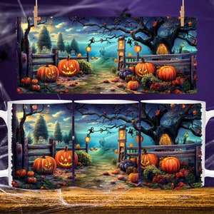 Halloween Sublimation Mug - Digital Design - 330ml/11oz Mug Template - Wrap Design - PNG