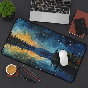 Monet-Inspired Night Sky Desk Mat | Mesmerizing Views | 3 Sizes Available