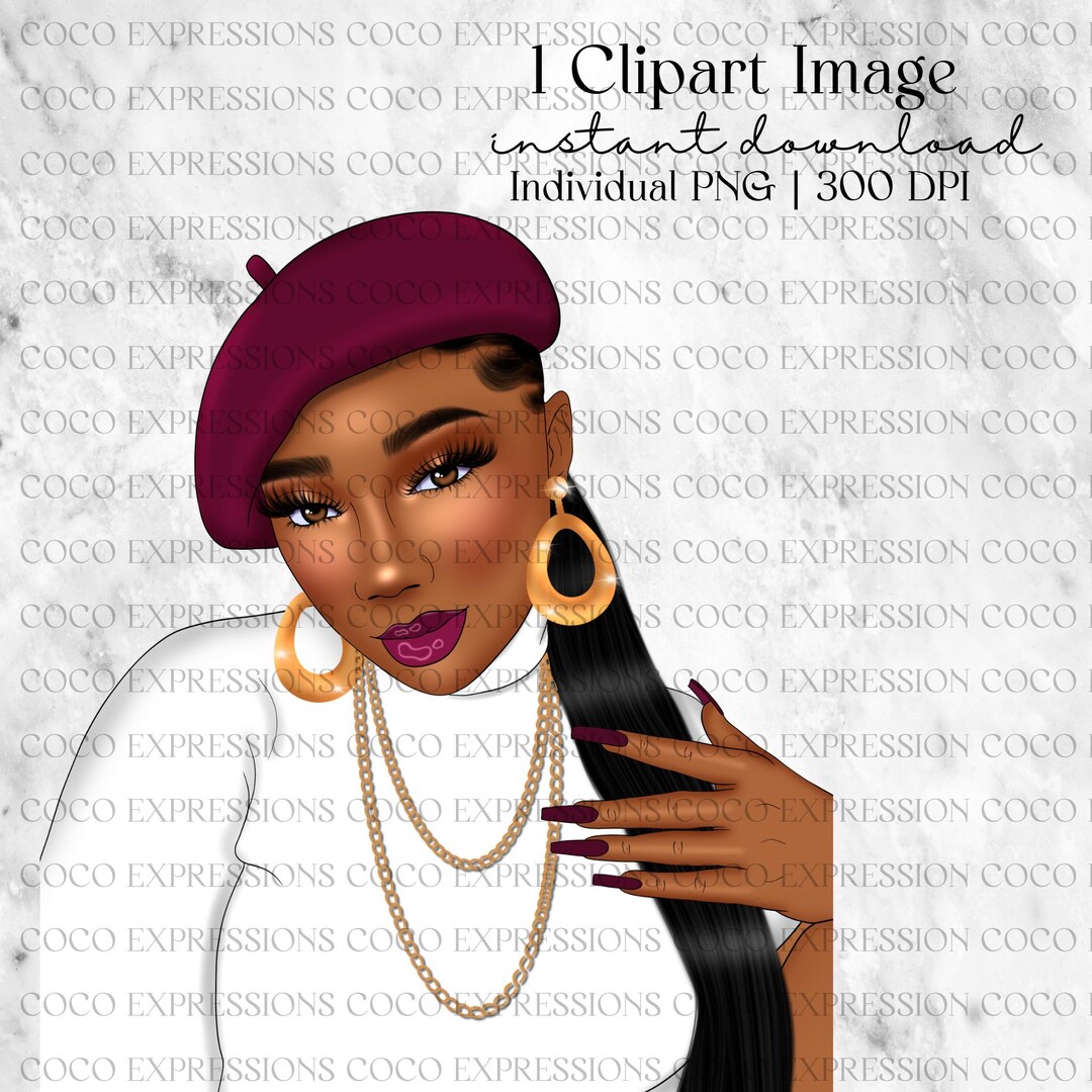 Black Girl Fashion Clipart: African American Woman PNG (digital ...