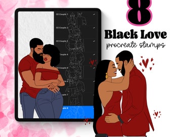 Black Couples Procreate Stamps | Diverse Love Illustrations (Instant Download)