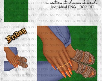 Spring Fashion Clipart: Black Girl PNG Stickers (Digital Download)