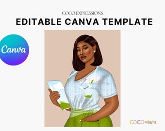 Nurse Fashion Clipart, Editable Canva Template | Hand-Drawn Art Frame | Drag & Drop for Easy Customization