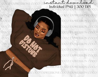 Black Girl Fashion Clipart: DND Character Art (PNG Digital Download