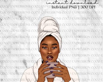 Black Girl Fashion Clipart: African American Woman in Robe (PNG)