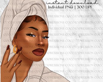 Black Girl Fashion Clipart: African American Woman PNG (Digital Download)