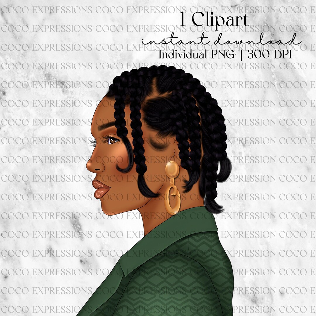 Black Girl Fashion Clipart: African American Woman PNG (digital ...
