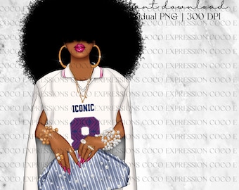 Black Girl Fashion Clipart: African American Woman PNG Stickers (Digital Download))