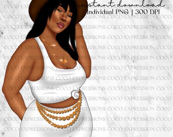 Fly Girl Fashion Clipart: African American Girl Sticker (Digital Download)