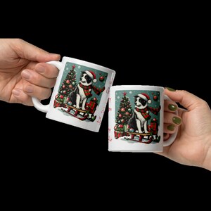 Christmas Dog Mug, Gift for Christmas dog lovers,  Christmas Border Collie, Dog lover mug, Christmas mug, Vintage Dog mug, Dog Mug.