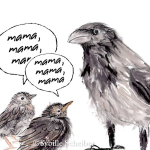 Biglietto d'auguri Gli uccelli chiamano "Mamma mamma mamma!"