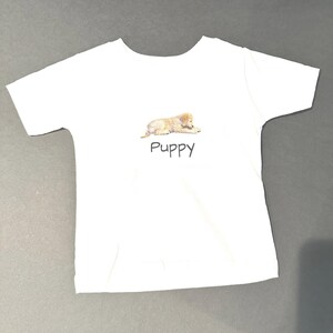 Puppy Dog Infant Tee Shirtgender neutral children&#39;s T--shirt with digital puppy print