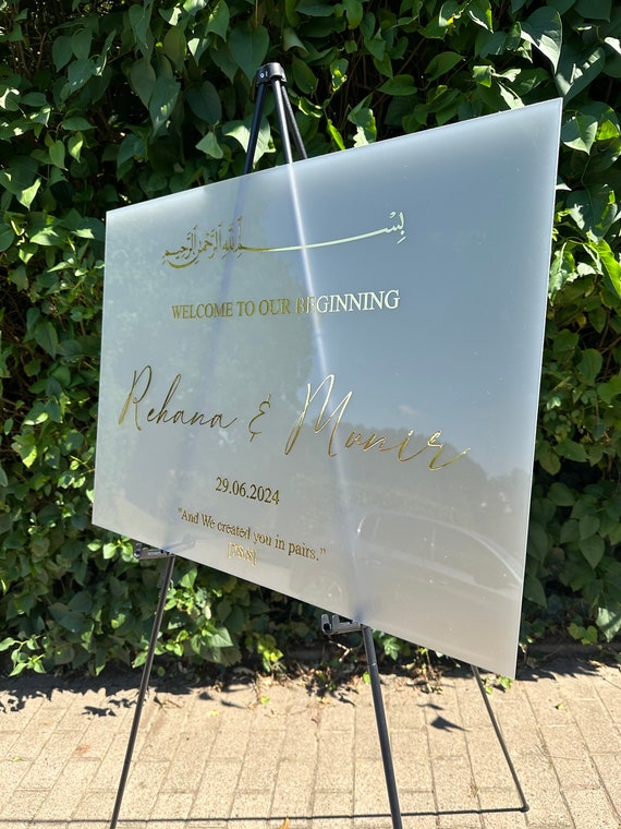 Willkommensschild Hochzeit personalisiert , Willkommens schild ,Hochzeit Deko , Acryl Welcome Sign Türkische Hochzeit Arabisch Milchglas