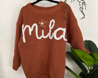 Personalized Name Embroidered Sweater, Baby and Toddler Name Sweater