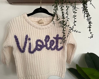 Personalized Name Embroidered Sweater, Baby and Toddler Name Sweater