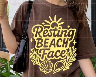 Resting Beach Face SVG PNG, Retro Groovy Beach Bum Design, Summer Vacation Shirt Sublimation, Funny Quote Digital Download