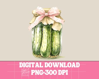 Vintage Pickles PNG, Watercolor Pickle Coquette, Pickle Jar Png, Pickle Lovers PNG, Cute Lover Design, Pickle Png, Commercial Use