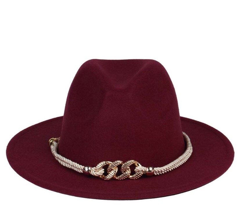 Women Wide Brim Fedora Hat with Belt Buckle Pork Pie Hat GILIGEGE Women Classic Felt Fedora Wide Brim Hat With Belt  main image 4