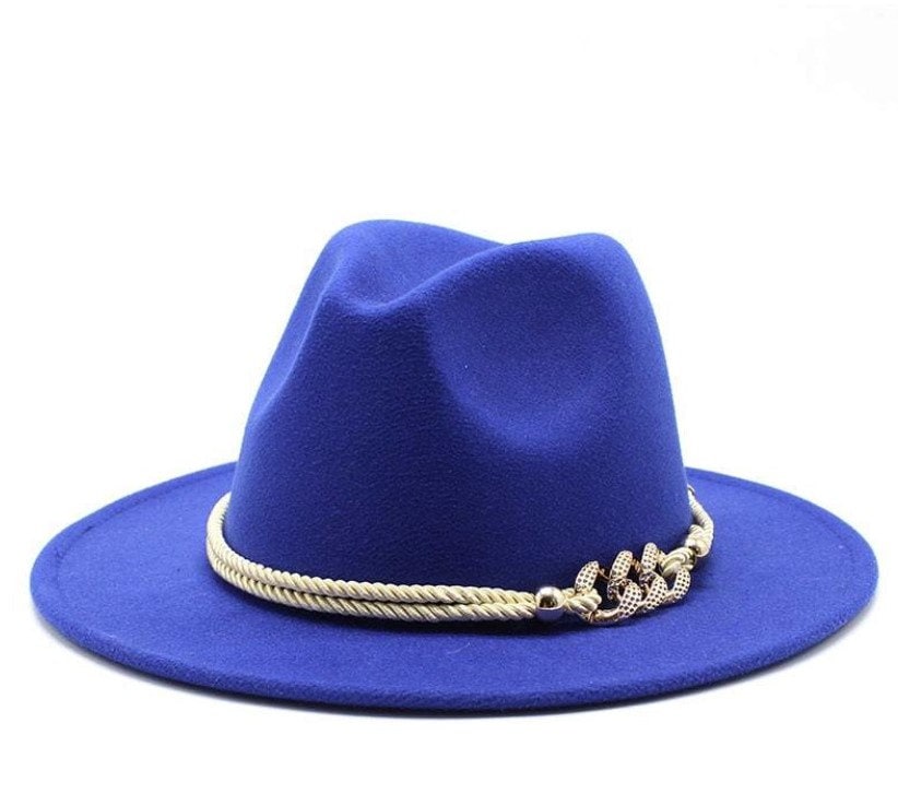 Women Wide Brim Fedora Hat with Belt Buckle Pork Pie Hat GILIGEGE Women Classic Felt Fedora Wide Brim Hat With Belt  main image 3