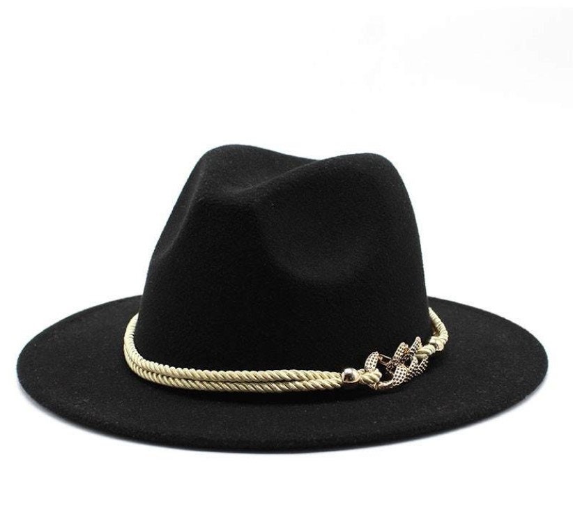 1 Piece Women Wide Brim Fedora Hat With Belt Buckle Pork Pie  display picture 3