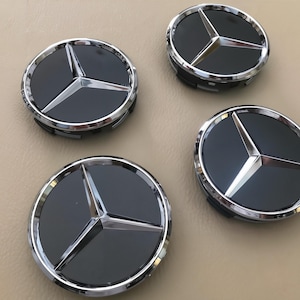 Mercedes Hubcap Set (4x) – 75mm Anthracite Grey/Chrome – Fits W203 W204 W211 W212 Alloy Wheels – NEW