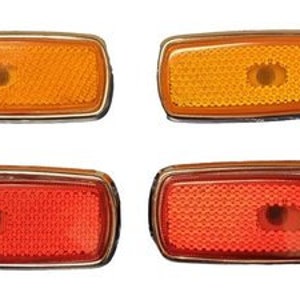 US Side Marker Light Set – Compatible with Mercedes W108 / W109 / W114 / W115 – 2x Front (Orange) & 2x Rear (Red) – NEW