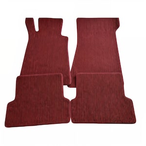 Fußmatten Set (4 Stück) für W107 R107 SL Cabrios in Ripp oder Velours 5 Farboptionen (Blau, Schwarz, Palomino, Grau, Burgund) NEU