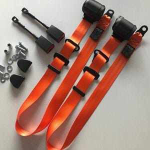3-Point Automatic Seat Belt Set (2x) – Orange – Compatible with Classic Porsche 914 – NEW