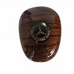 Gear Shift Knob – Zebrano Wood Style with Emblem – Compatible with Classic W123 C123 S123 (Automatic) – NEW