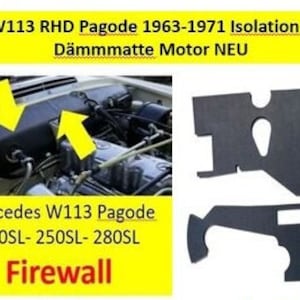 Isolatiemat motorruimte – Firewall-pad – zelfklevend – 12 mm – compatibel met RHD Classic Mercedes W113 Pagoda – NIEUW