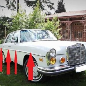 Body Side Trim Set 10-Piece – Fits Mercedes W108 &quot;S&quot; & &quot;SE&quot; (Not SEL) – incl. Red Clips – NEW